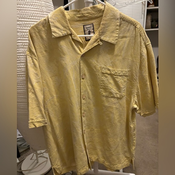 Jamaica Jaxx Other - Jamaica Jaxx 100% Silk Shirt  XL NWOT Yellow Palm Trees Comfy Summer Vibes